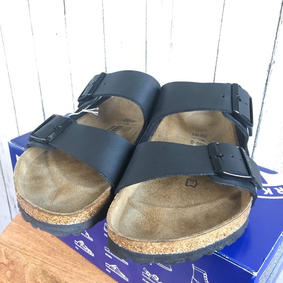 Birkenstock Arizona Black Leather Slides Sandals - Picture 4 of 7